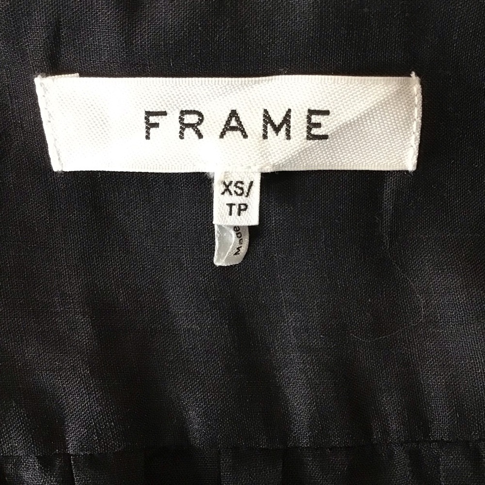 Frame Cotton Black Button Down Ruffle Mini Dress - Picture 6 of 12